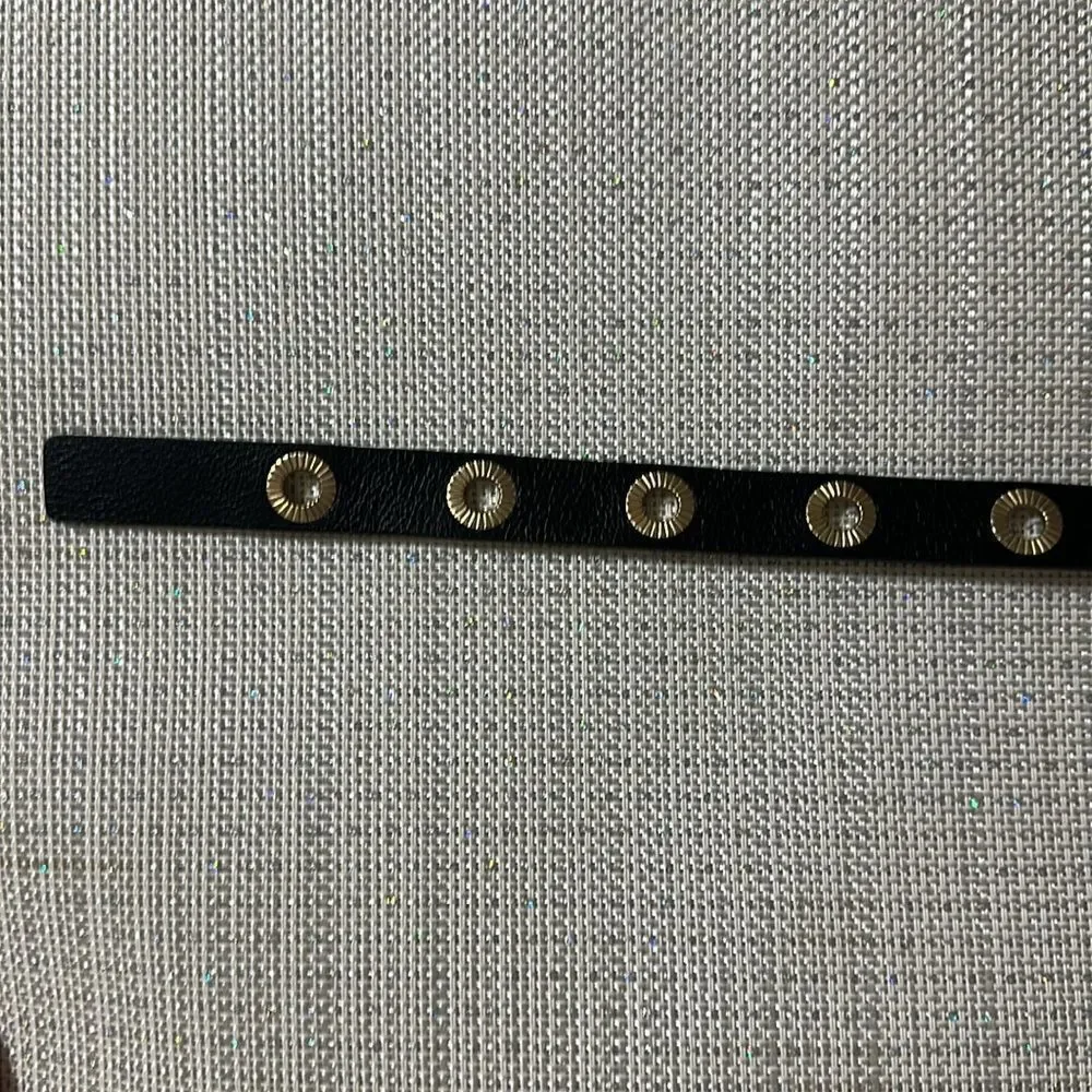 All Saints L Black Genuine Leather Gold Tone Belt